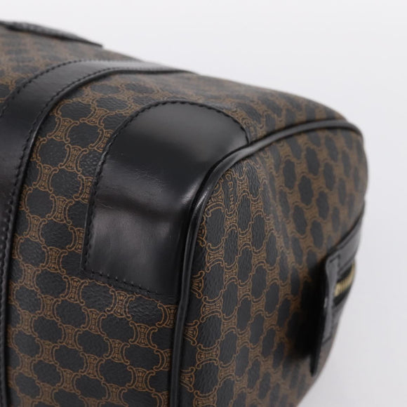 CELINE Macadam Canvas Boston Bag PVC Leather Black Gold Auth 195373V