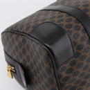 CELINE Macadam Canvas Boston Bag PVC Leather Black Gold Auth 195373V-14