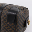 CELINE Macadam Canvas Boston Bag PVC Leather Black Gold Auth 195373V-15