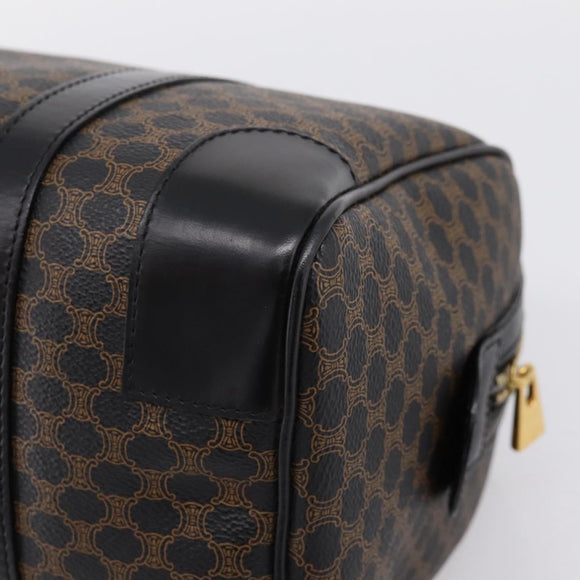 CELINE Macadam Canvas Boston Bag PVC Leather Black Gold Auth 195373V
