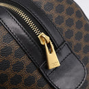 CELINE Macadam Canvas Boston Bag PVC Leather Black Gold Auth 195373V-17