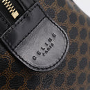 CELINE Macadam Canvas Boston Bag PVC Leather Black Gold Auth 195373V-18