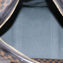 CELINE Macadam Canvas Boston Bag PVC Leather Black Gold Auth 195373V-10