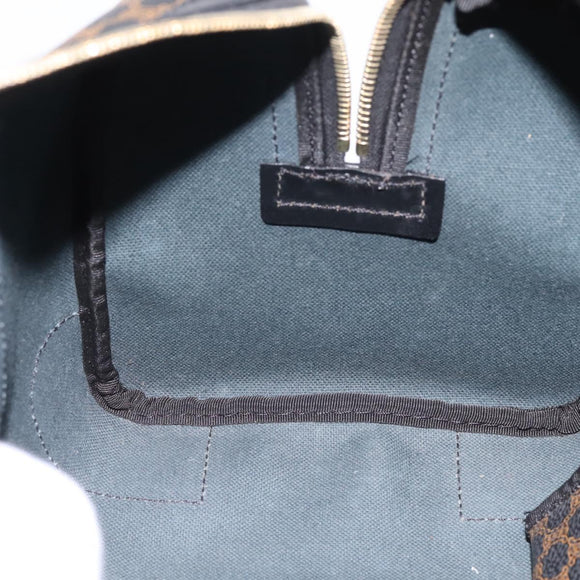 CELINE Macadam Canvas Boston Bag PVC Leather Black Gold Auth 195373V