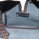 CELINE Macadam Canvas Boston Bag PVC Leather Black Gold Auth 195373V-21