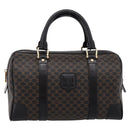 CELINE Macadam Canvas Boston Bag PVC Leather Black Gold Auth 195373V-13