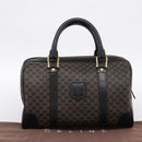 CELINE Macadam Canvas Boston Bag PVC Leather Black Gold Auth 195373V-12