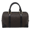 CELINE Macadam Canvas Boston Bag PVC Leather Black Gold Auth 195373V-2
