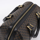 CELINE Macadam Canvas Boston Bag PVC Leather Black Gold Auth 195373V-6