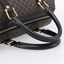 CELINE Macadam Canvas Boston Bag PVC Leather Black Gold Auth 195373V-7