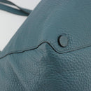 PRADA Tote Bag Leather Light Blue Gold Tone Auth 195376V-14