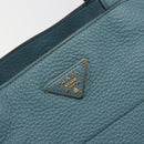 PRADA Tote Bag Leather Light Blue Gold Tone Auth 195376V-17