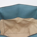 PRADA Tote Bag Leather Light Blue Gold Tone Auth 195376V-19