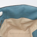 PRADA Tote Bag Leather Light Blue Gold Tone Auth 195376V-20