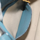 PRADA Tote Bag Leather Light Blue Gold Tone Auth 195376V-23
