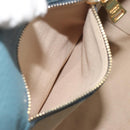 PRADA Tote Bag Leather Light Blue Gold Tone Auth 195376V-11