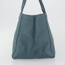 PRADA Tote Bag Leather Light Blue Gold Tone Auth 195376V-3