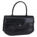 GIVENCHY Hand Bag Leather Black Gold Tone Auth 195382-1