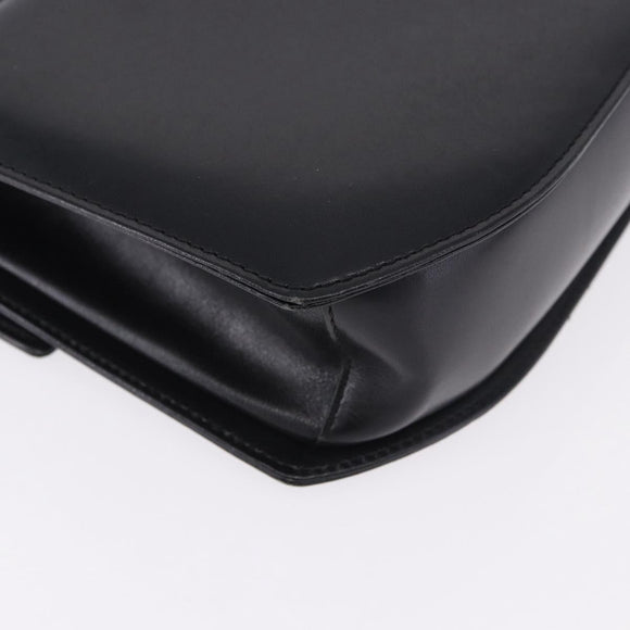 GIVENCHY Hand Bag Leather Black Gold Tone Auth 195382