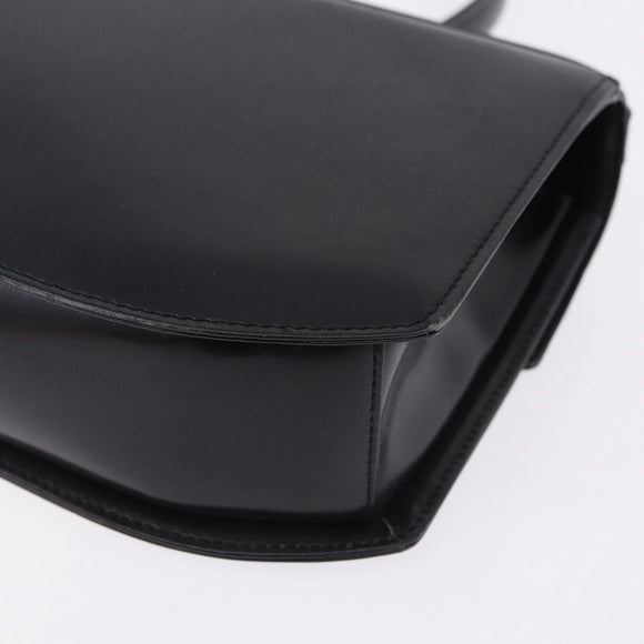 GIVENCHY Hand Bag Leather Black Gold Tone Auth 195382