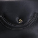 GIVENCHY Hand Bag Leather Black Gold Tone Auth 195382-17