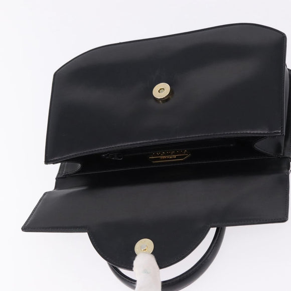GIVENCHY Hand Bag Leather Black Gold Tone Auth 195382