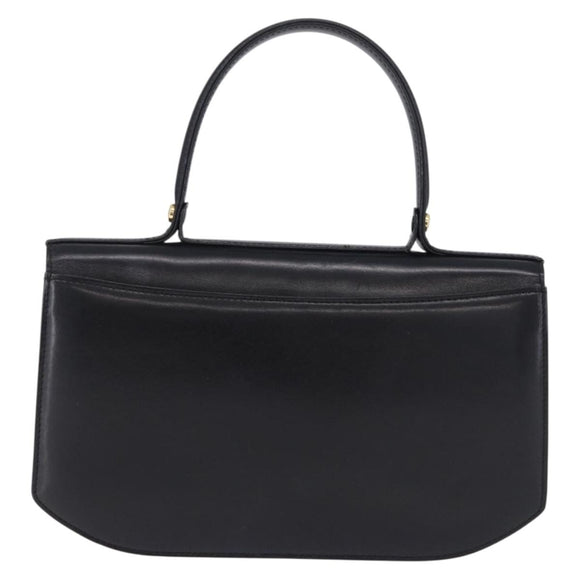 GIVENCHY Hand Bag Leather Black Gold Tone Auth 195382