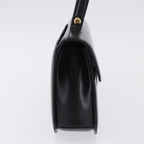 GIVENCHY Hand Bag Leather Black Gold Tone Auth 195382