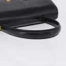 GIVENCHY Hand Bag Leather Black Gold Tone Auth 195382-7