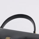 GIVENCHY Hand Bag Leather Black Gold Tone Auth 195382-8