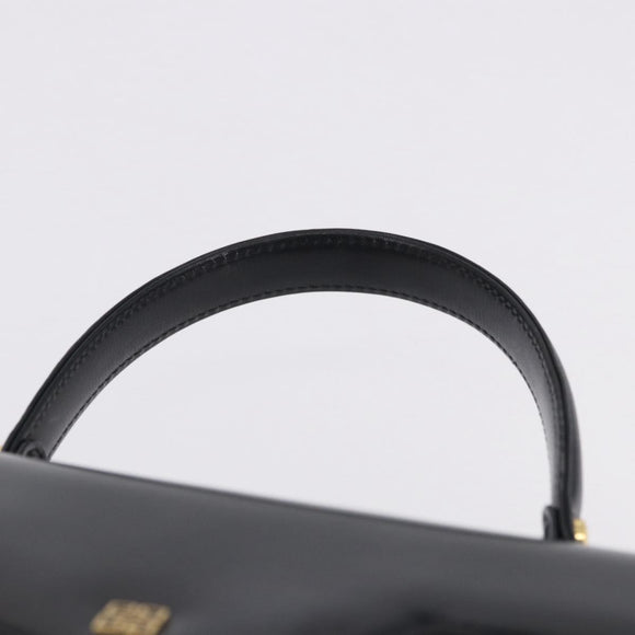 GIVENCHY Hand Bag Leather Black Gold Tone Auth 195382