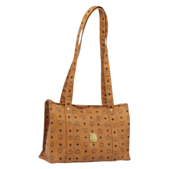 MCM Vicetos Tote Bag PVC Leather Brown Gold Tone Auth 195383