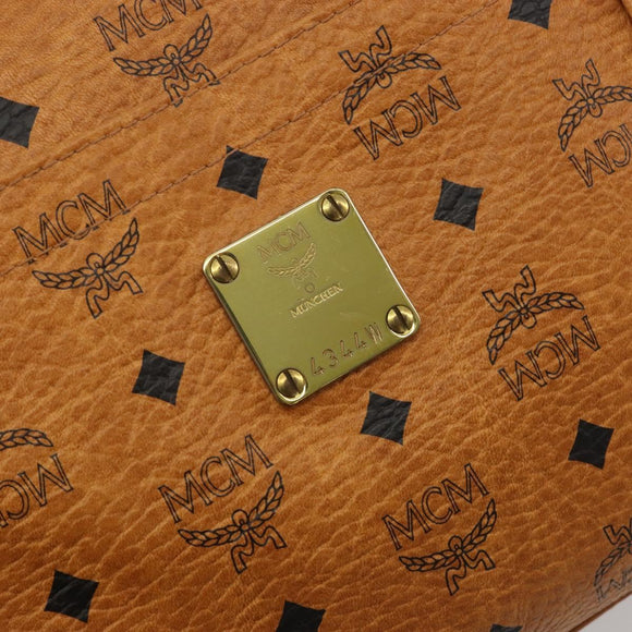 MCM Vicetos Tote Bag PVC Leather Brown Gold Tone Auth 195383
