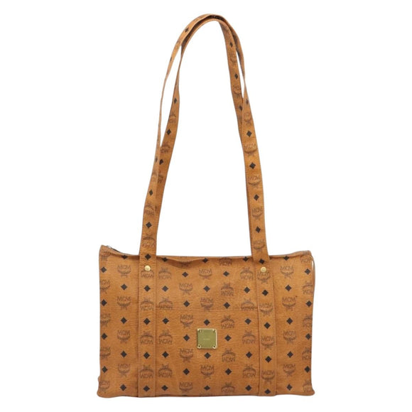 MCM Vicetos Tote Bag PVC Leather Brown Gold Tone Auth 195383