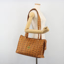MCM Vicetos Tote Bag PVC Leather Brown Gold Tone Auth 195383-22