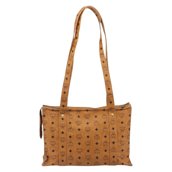 MCM Vicetos Tote Bag PVC Leather Brown Gold Tone Auth 195383