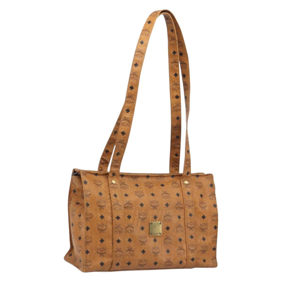 MCM Vicetos Tote Bag PVC Leather Brown Gold Tone Auth 195384