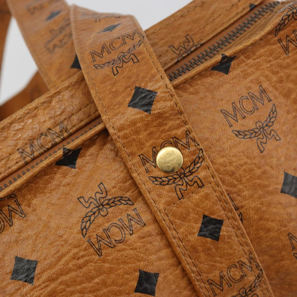 MCM Vicetos Tote Bag PVC Leather Brown Gold Tone Auth 195384