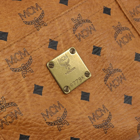 MCM Vicetos Tote Bag PVC Leather Brown Gold Tone Auth 195384