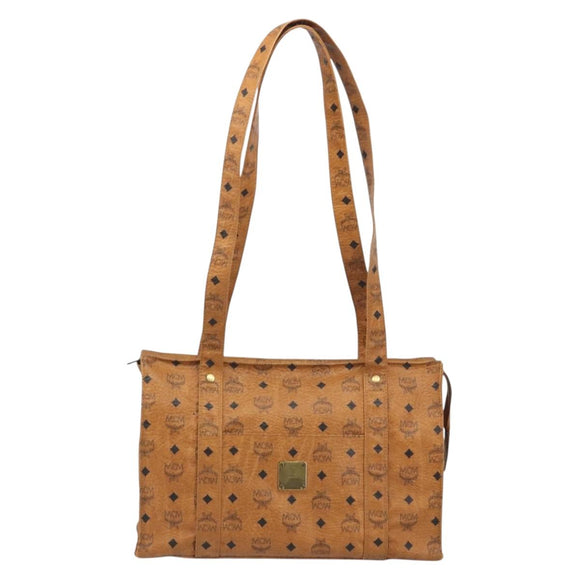 MCM Vicetos Tote Bag PVC Leather Brown Gold Tone Auth 195384