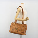 MCM Vicetos Tote Bag PVC Leather Brown Gold Tone Auth 195384-22