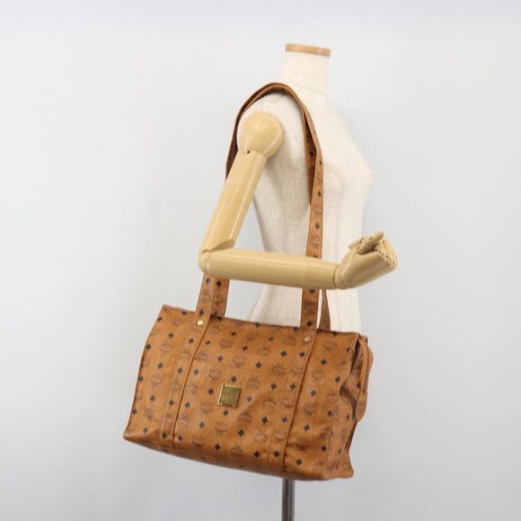 MCM Vicetos Tote Bag PVC Leather Brown Gold Tone Auth 195384