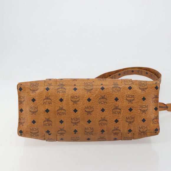 MCM Vicetos Tote Bag PVC Leather Brown Gold Tone Auth 195384