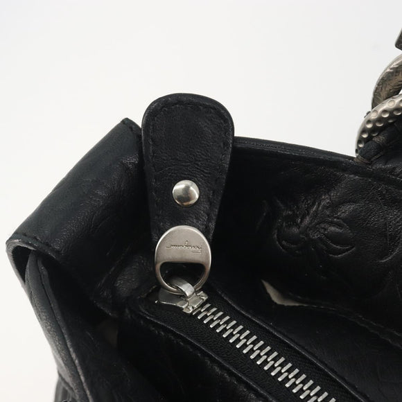 Salvatore Ferragamo Gancini Tote Bag Leather Black Silver Auth 195388A