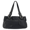 Salvatore Ferragamo Gancini Tote Bag Leather Black Silver Auth 195388A-2