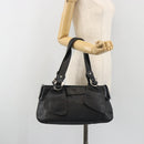 Salvatore Ferragamo Gancini Tote Bag Leather Black Silver Auth 195388A-23