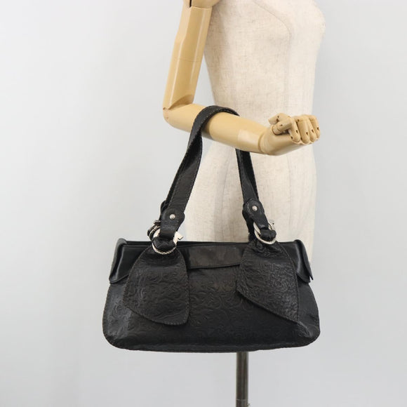 Salvatore Ferragamo Gancini Tote Bag Leather Black Silver Auth 195388A