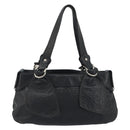Salvatore Ferragamo Gancini Tote Bag Leather Black Silver Auth 195388A-3