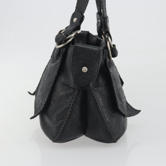 Salvatore Ferragamo Gancini Tote Bag Leather Black Silver Auth 195388A