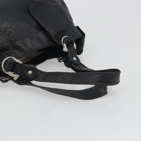 Salvatore Ferragamo Gancini Tote Bag Leather Black Silver Auth 195388A